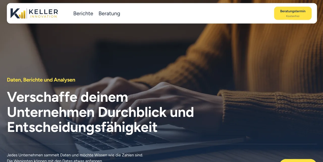 Startseite der Website von Keller Innovation