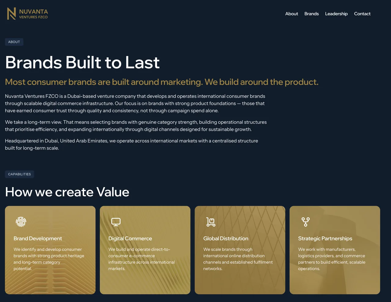 Startseite der Website von Nuvanta Ventures