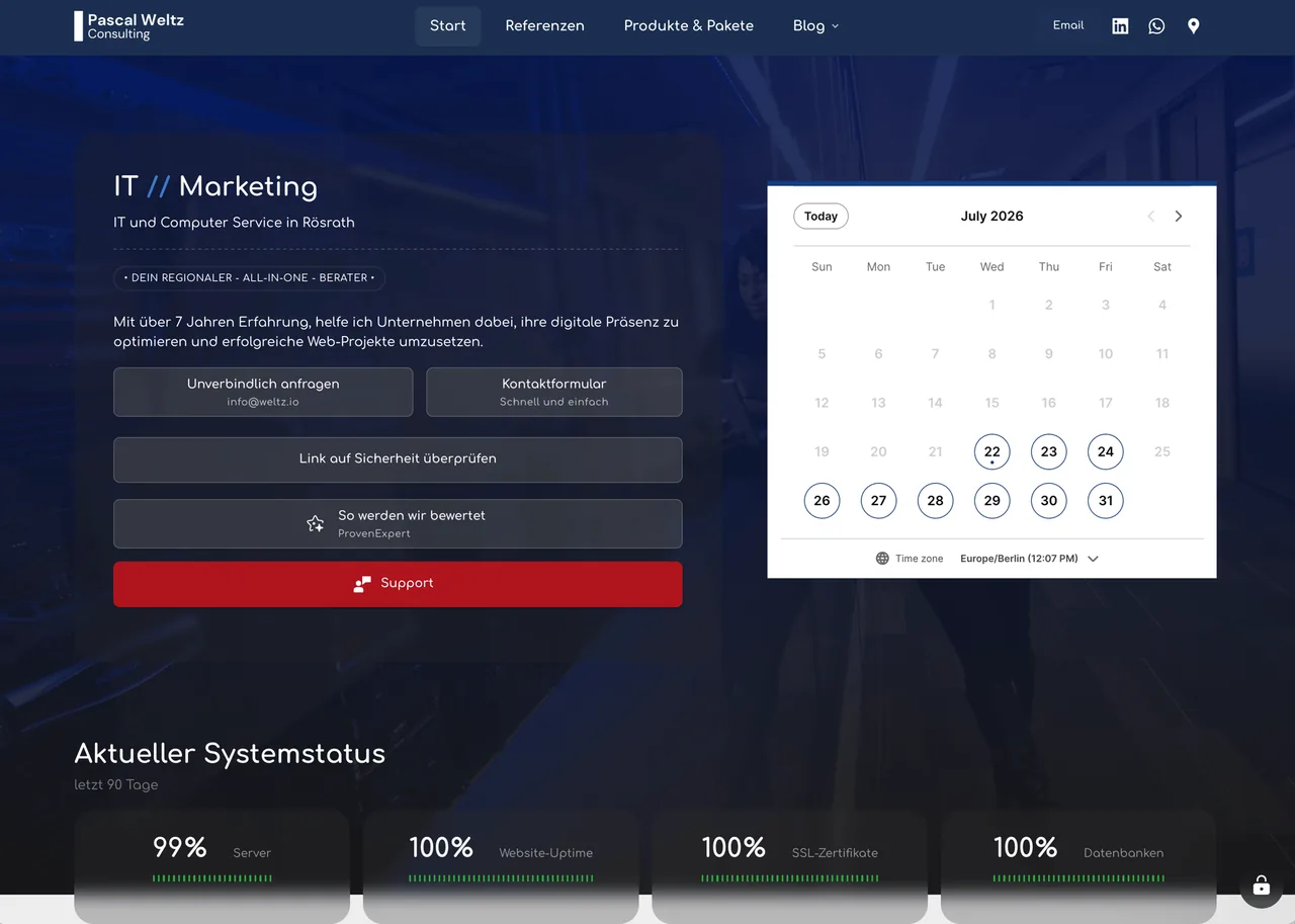 Startseite der Website von Pascal Weltz Consulting